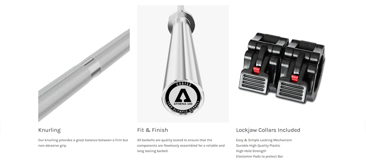 Close-up images of grip, center, collars